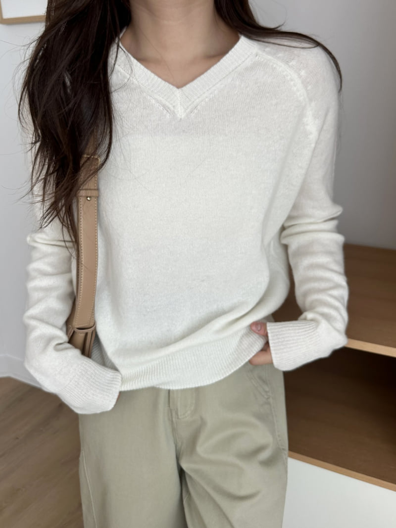 There By - Korean Women Fashion - #restrostyle - V-neck Wool Knit Pullover