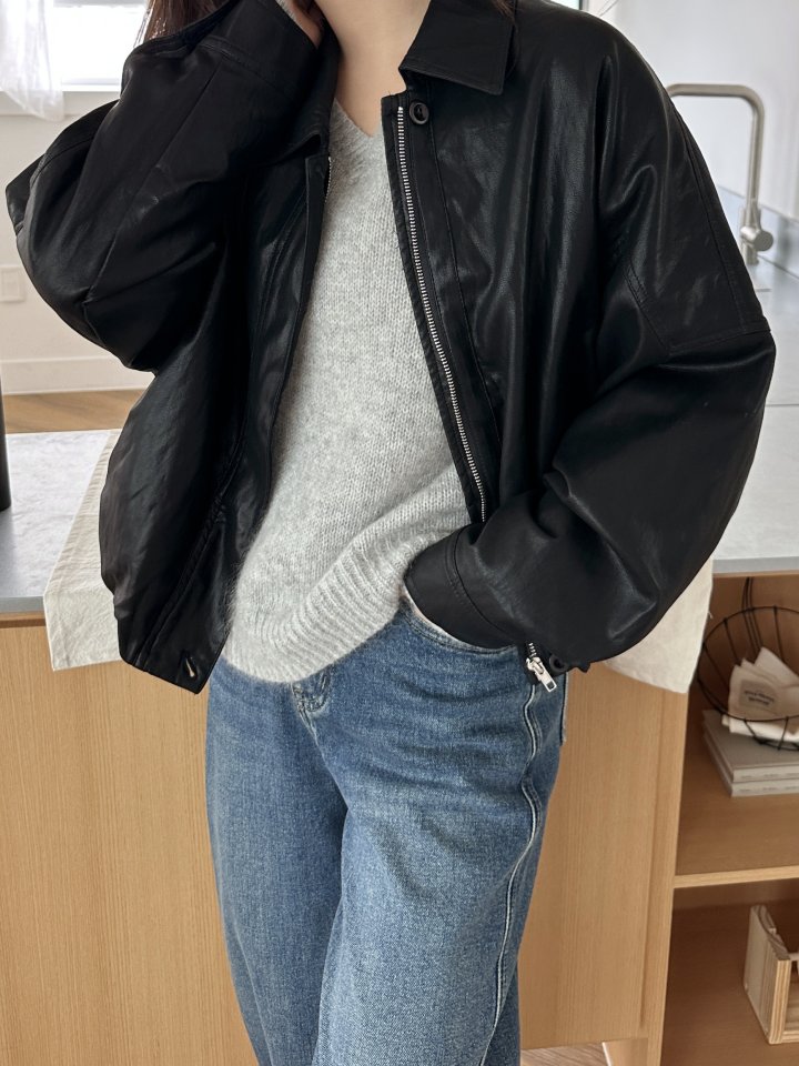There By - Korean Women Fashion - #restrostyle - Urban Leather Jacket - 4