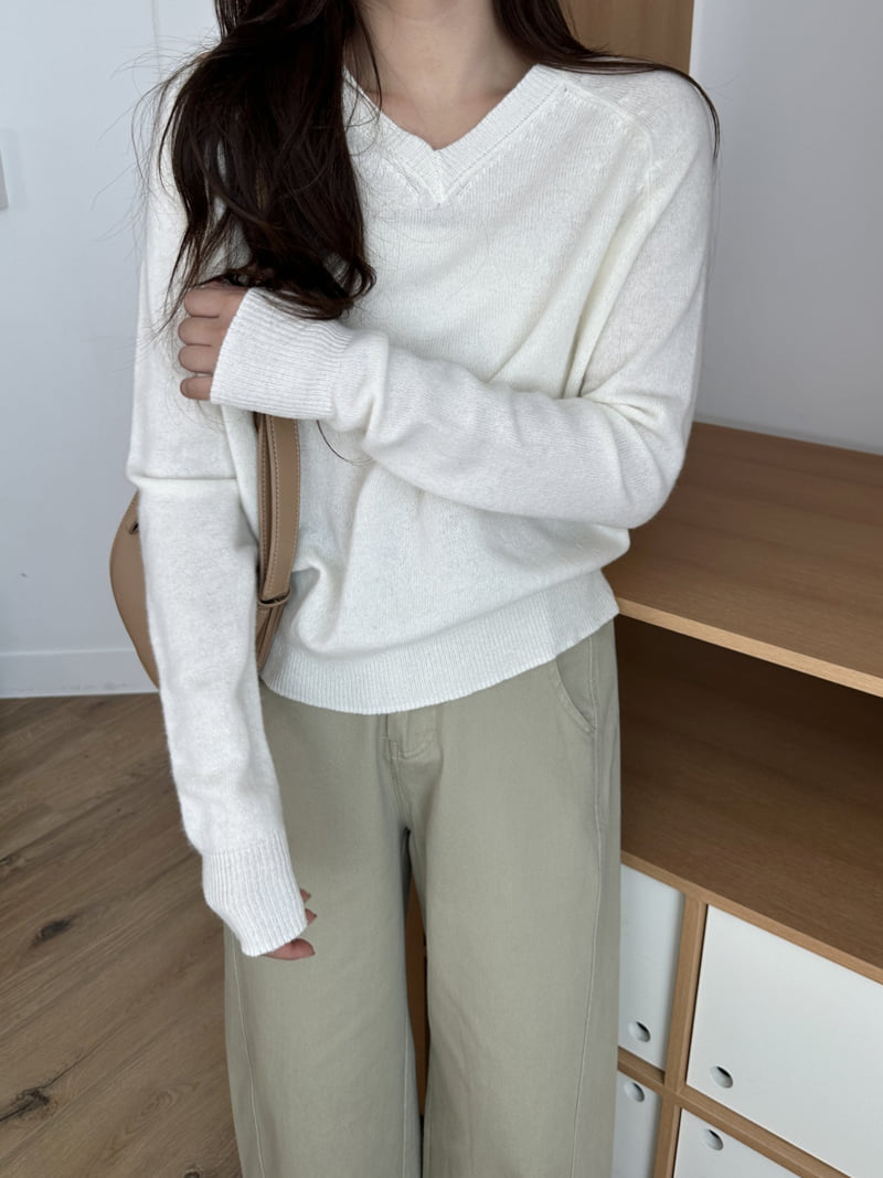 There By - Korean Women Fashion - #romanticstyle - V-neck Wool Knit Pullover - 2