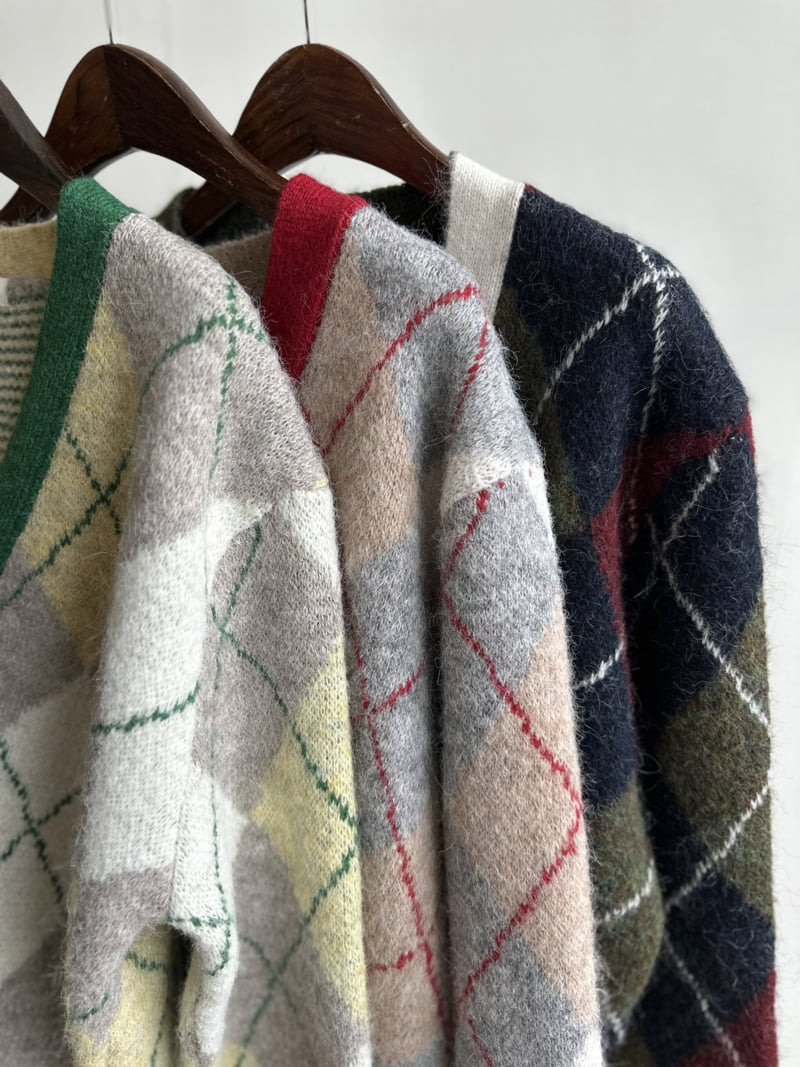 There By - Korean Women Fashion - #romanticstyle - Momo Argyle Cardigan - 12