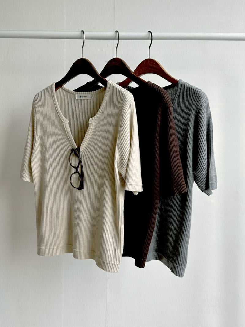 There By - Korean Women Fashion - #shopsmall - Ribbed Short Sleeved Knit Top - 7
