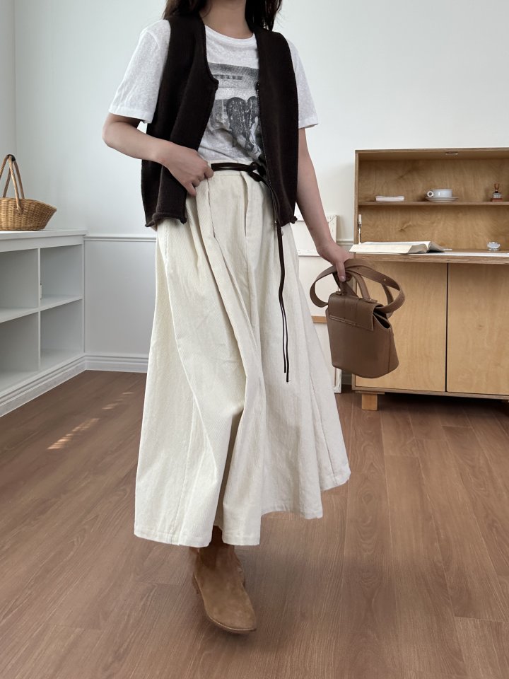 There By - Korean Women Fashion - #shopsmall - Corduroy Long Skirt