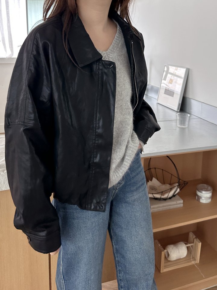 There By - Korean Women Fashion - #shopsmall - Urban Leather Jacket - 5