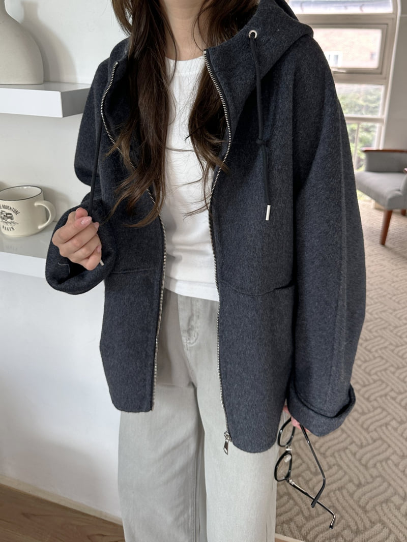 There By - Korean Women Fashion - #shopsmall - Weave Hood Handmade Coat - 9