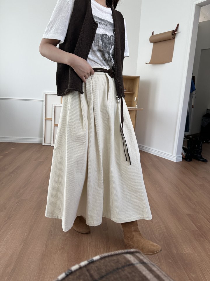 There By - Korean Women Fashion - #thatsdarling - Corduroy Long Skirt - 2