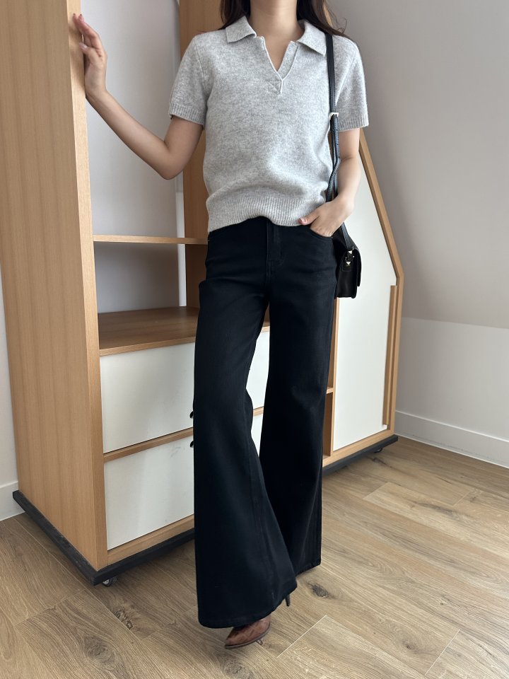 There By - Korean Women Fashion - #thatsdarling - Wool Collar Short Sleeved Knit Top - 6