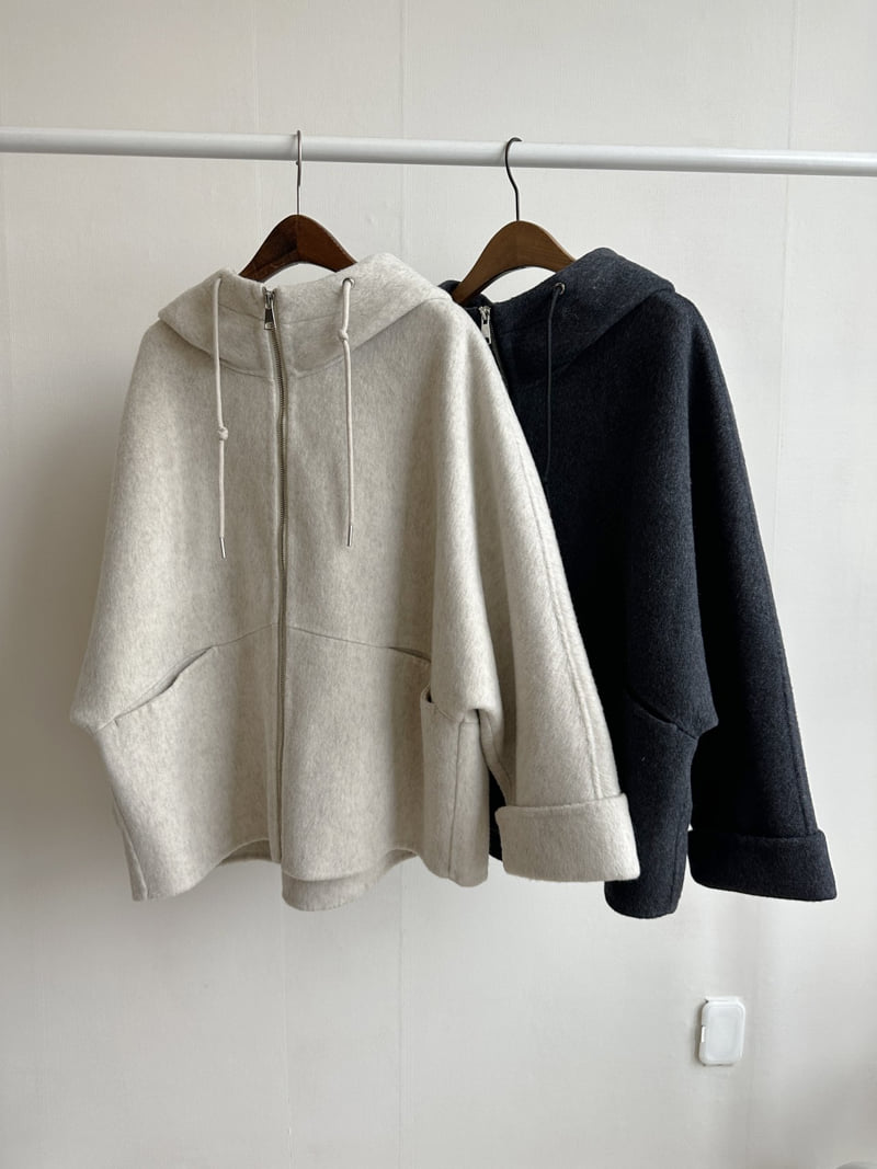 There By - Korean Women Fashion - #thatsdarling - Weave Hood Handmade Coat - 10
