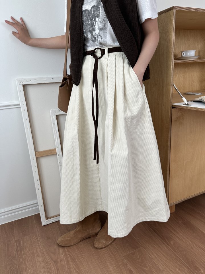 There By - Korean Women Fashion - #thelittlethings - Corduroy Long Skirt - 3