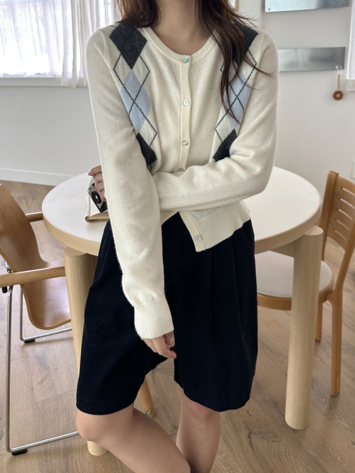 There By - Korean Women Fashion - #thelittlethings - Wool Argyle Cardigan - 10