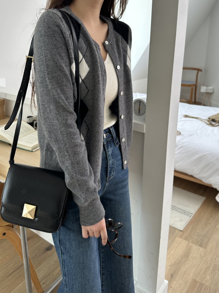 There By - Korean Women Fashion - #thelittlethings - Wool Argyle Cardigan - 9