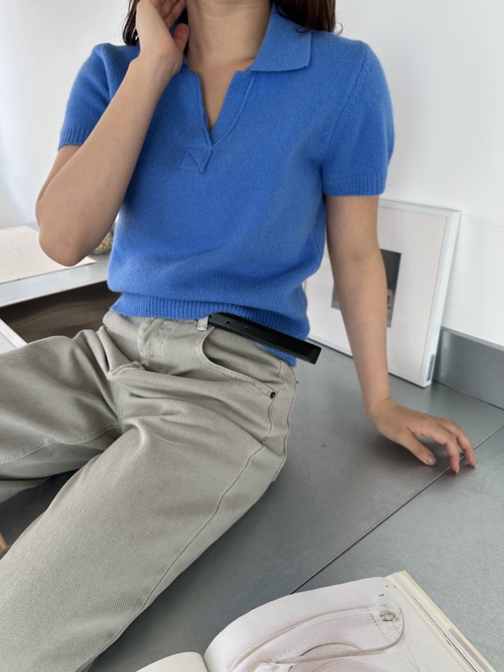 There By - Korean Women Fashion - #thelittlethings - Wool Collar Short Sleeved Knit Top - 6