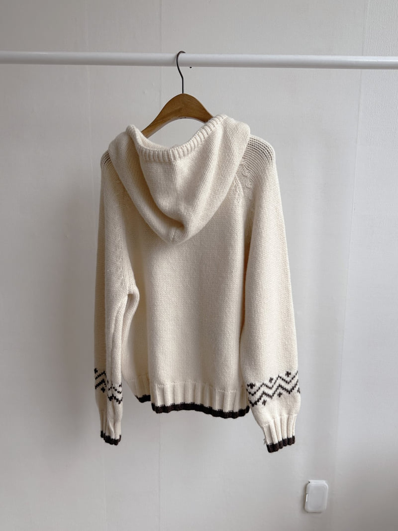 There By - Korean Women Fashion - #vintageinspired - Wished Hood Knit Zip-up - 12