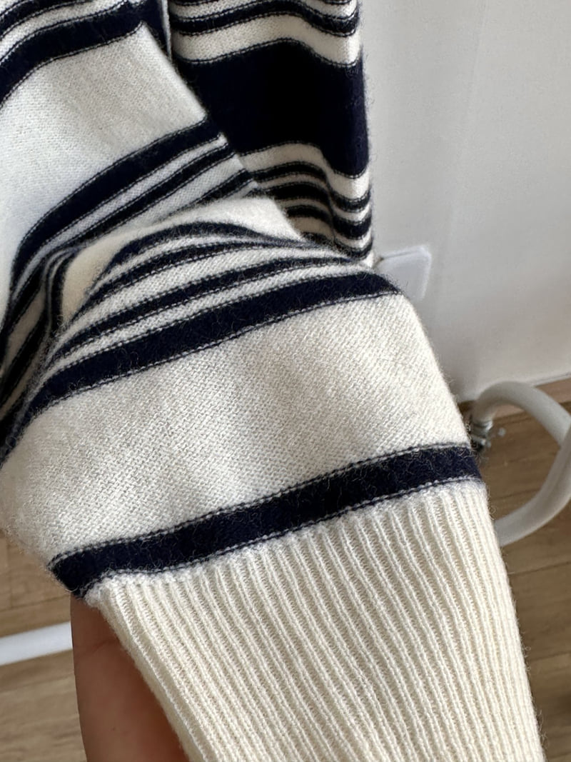 There By - Korean Women Fashion - #vintageinspired - Paul Stripe Knit Top - 11