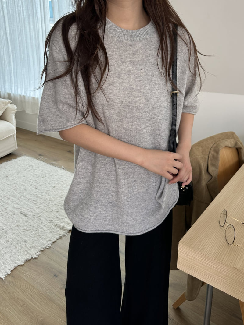 There By - Korean Women Fashion - #vintageinspired - Moss Wool Short Sleeve Knit - 11