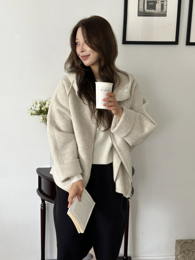There By - Korean Women Fashion - #womensfashion - Weave Hood Handmade Coat - 4