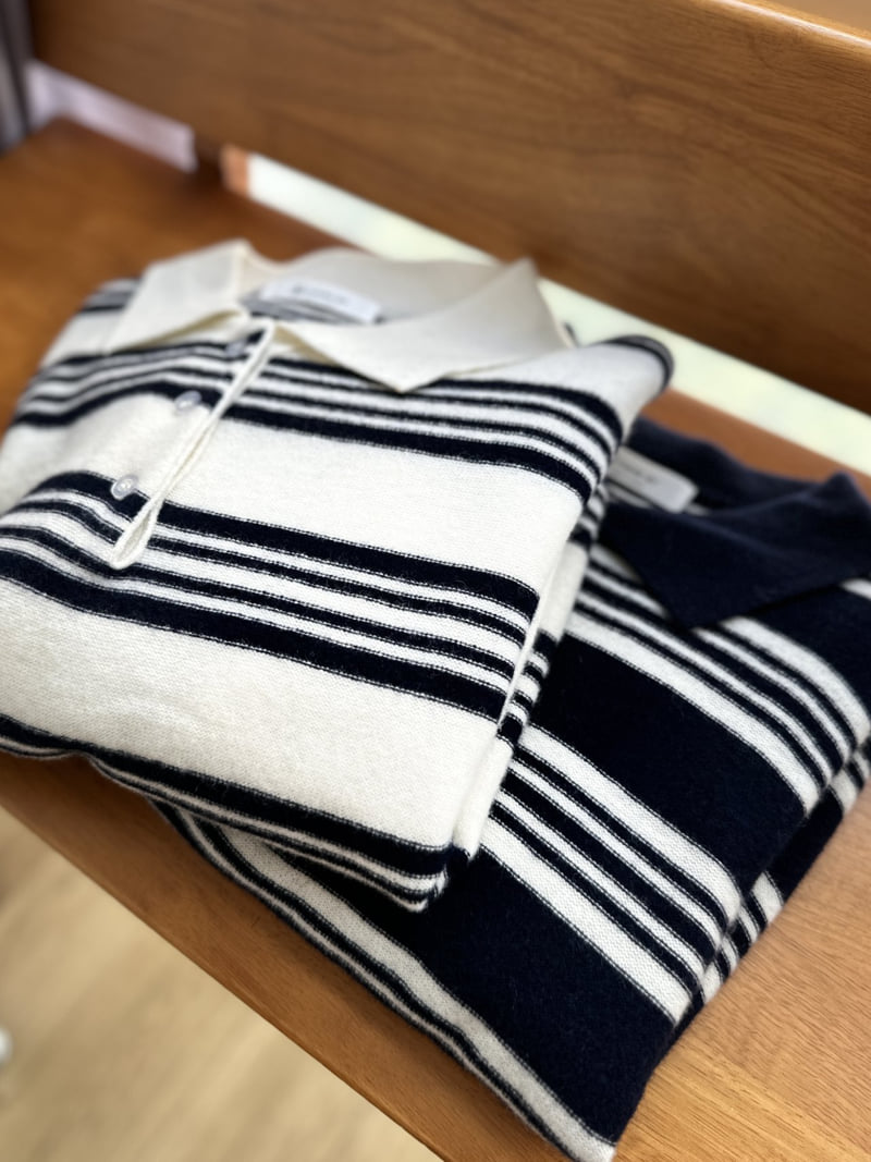 There By - Korean Women Fashion - #vintagekidsstyle - Paul Stripe Knit Top - 12