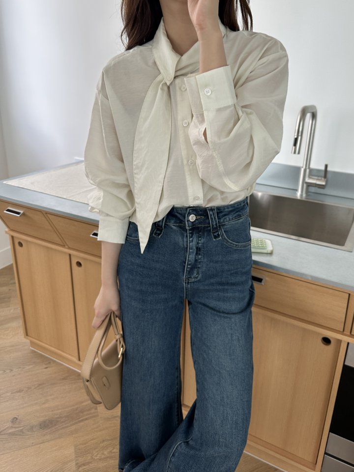 There By - Korean Women Fashion - #vintagekidsstyle - Tie Blouse - 11