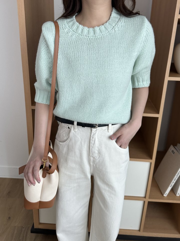 There By - Korean Women Fashion - #vintagekidsstyle - Anna Short Sleeved Knit Top - 5