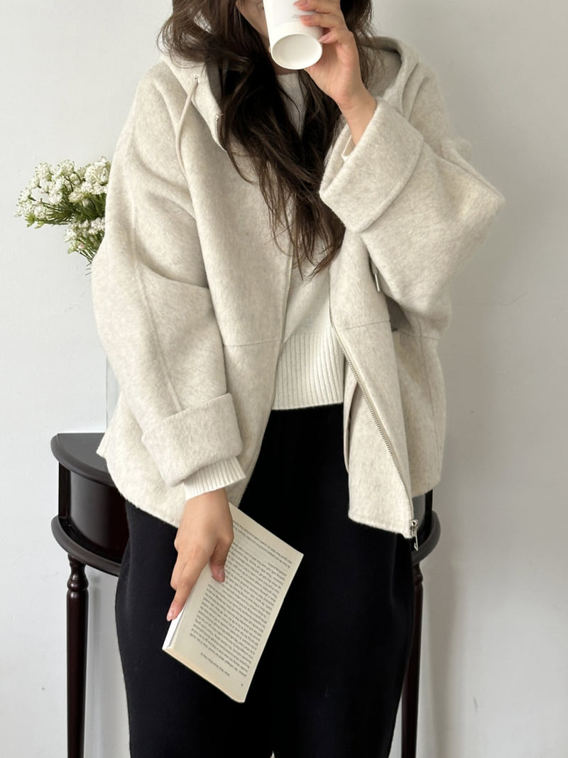 There By - Korean Women Fashion - #vintagekidsstyle - Weave Hood Handmade Coat - 5