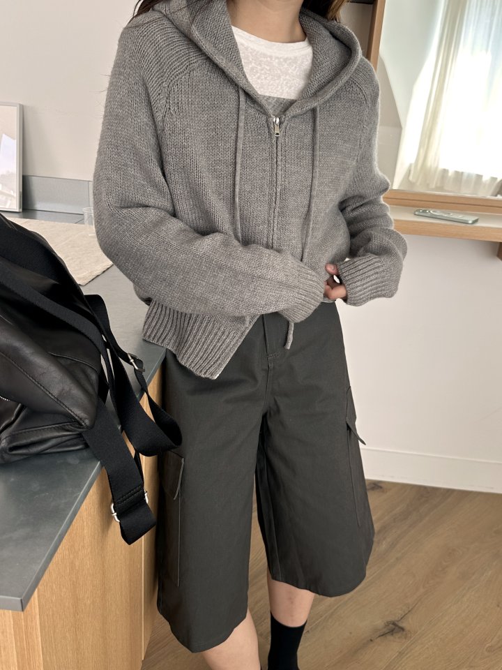 There By - Korean Women Fashion - #momslook - Bony Hood Knit Zip-up - 4