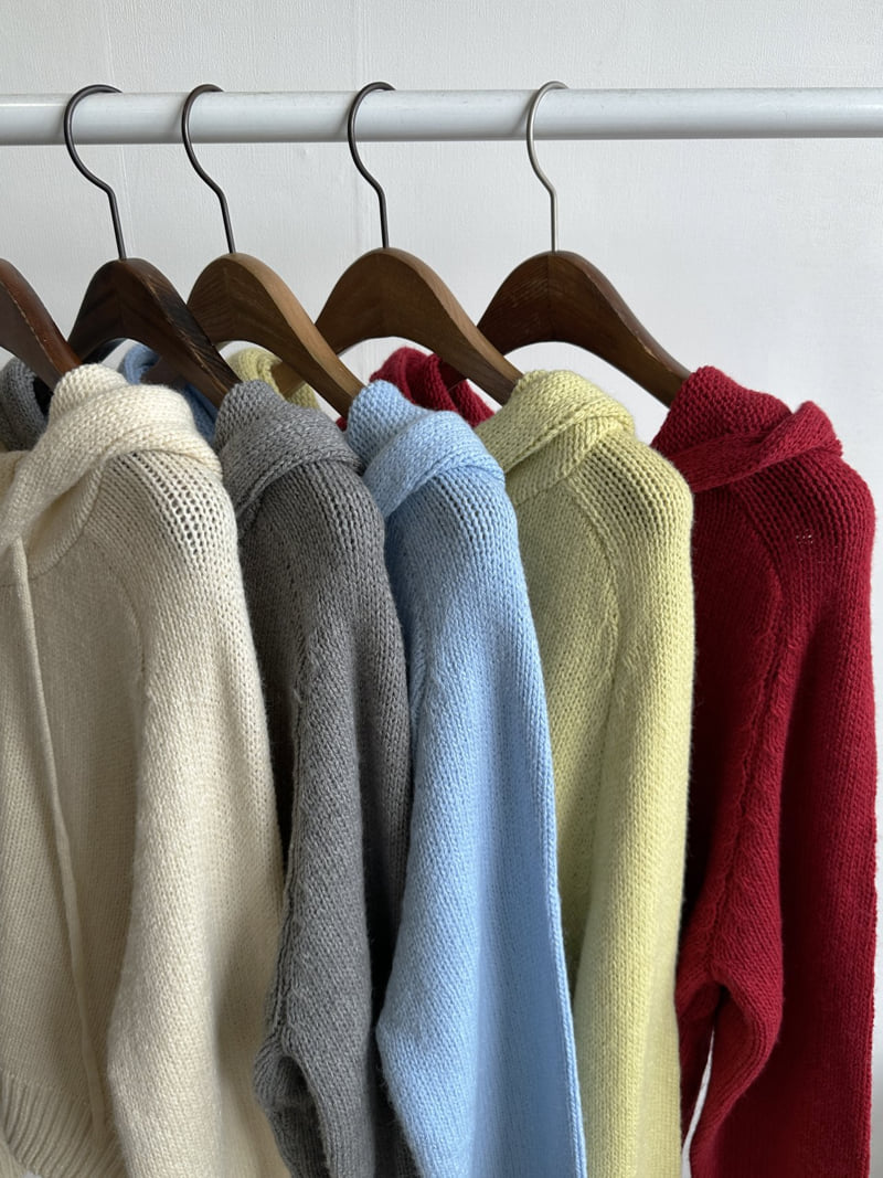 There By - Korean Women Fashion - #womensfashion - Bony Hood Knit Zip-up - 6