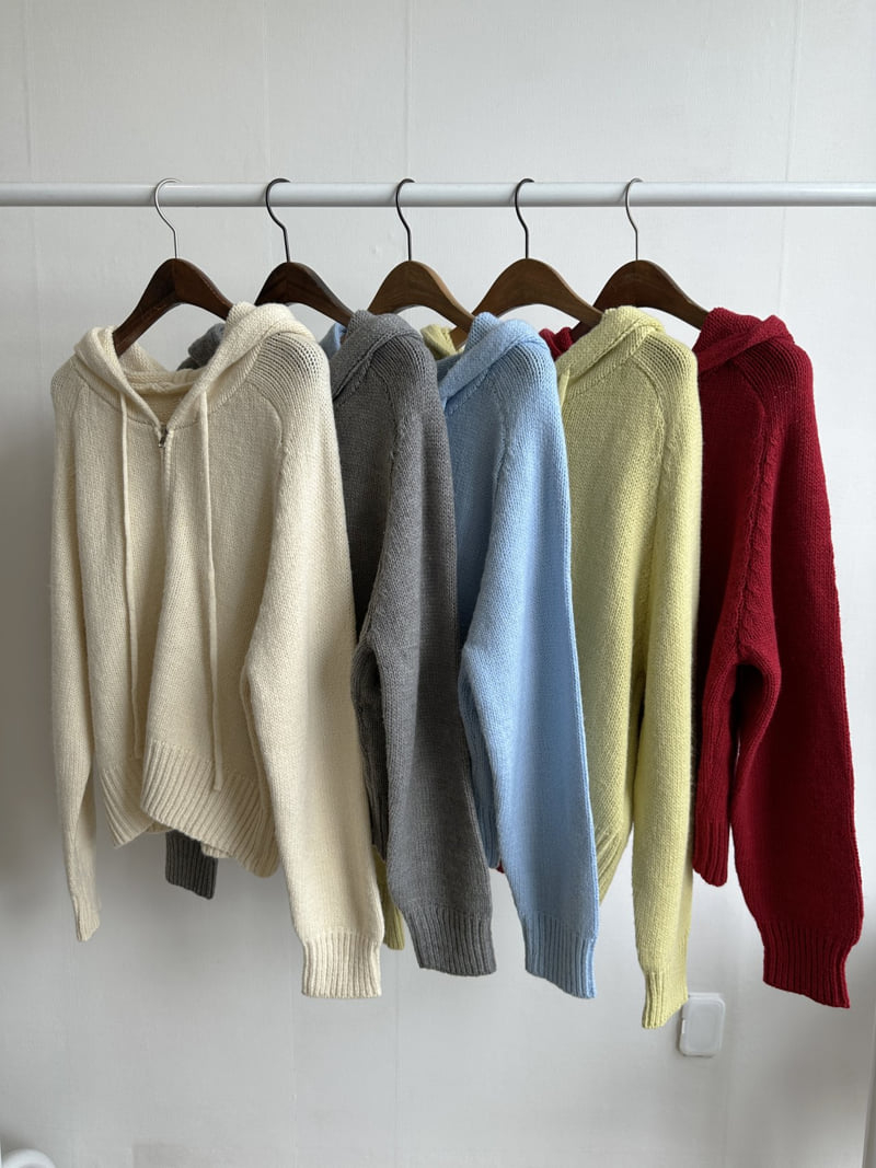 There By - Korean Women Fashion - #womensfashion - Bony Hood Knit Zip-up - 7