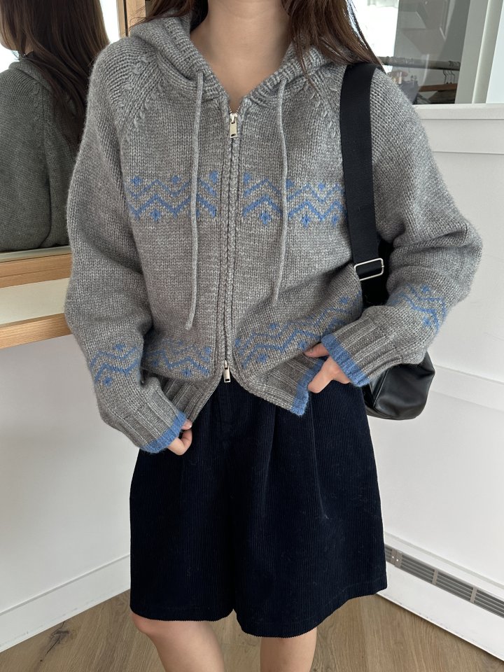 There By - Korean Women Fashion - #womensfashion - Wished Hood Knit Zip-up - 2