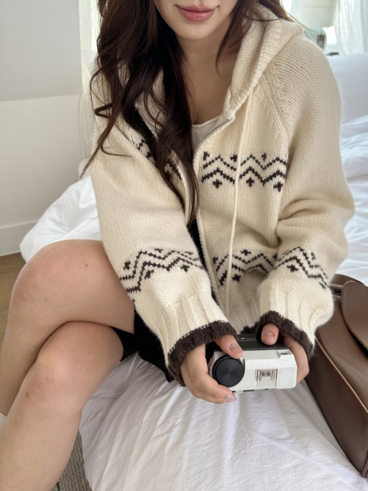 There By - Korean Women Fashion - #womensfashion - Wished Hood Knit Zip-up - 3