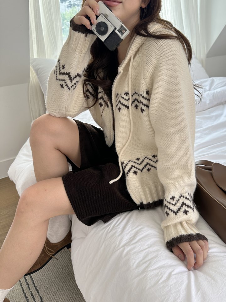 There By - Korean Women Fashion - #womensfashion - Wished Hood Knit Zip-up - 5