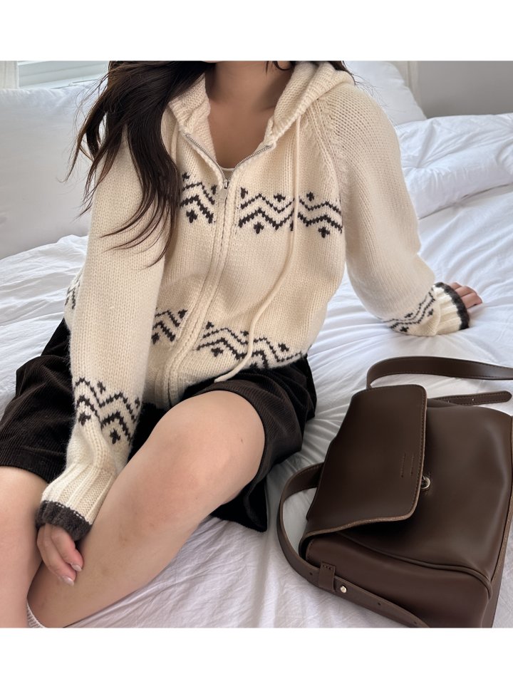There By - Korean Women Fashion - #womensfashion - Wished Hood Knit Zip-up - 7