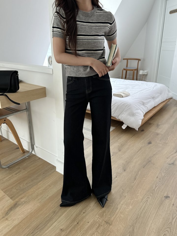 There By - Korean Women Fashion - #womensfashion - Stripe Short-sleeved Knit Top - 5