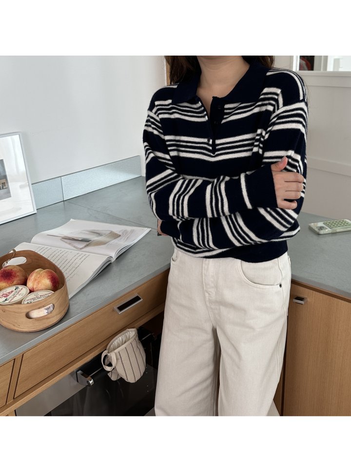 There By - Korean Women Fashion - #womensfashion - Paul Stripe Knit Top - 6