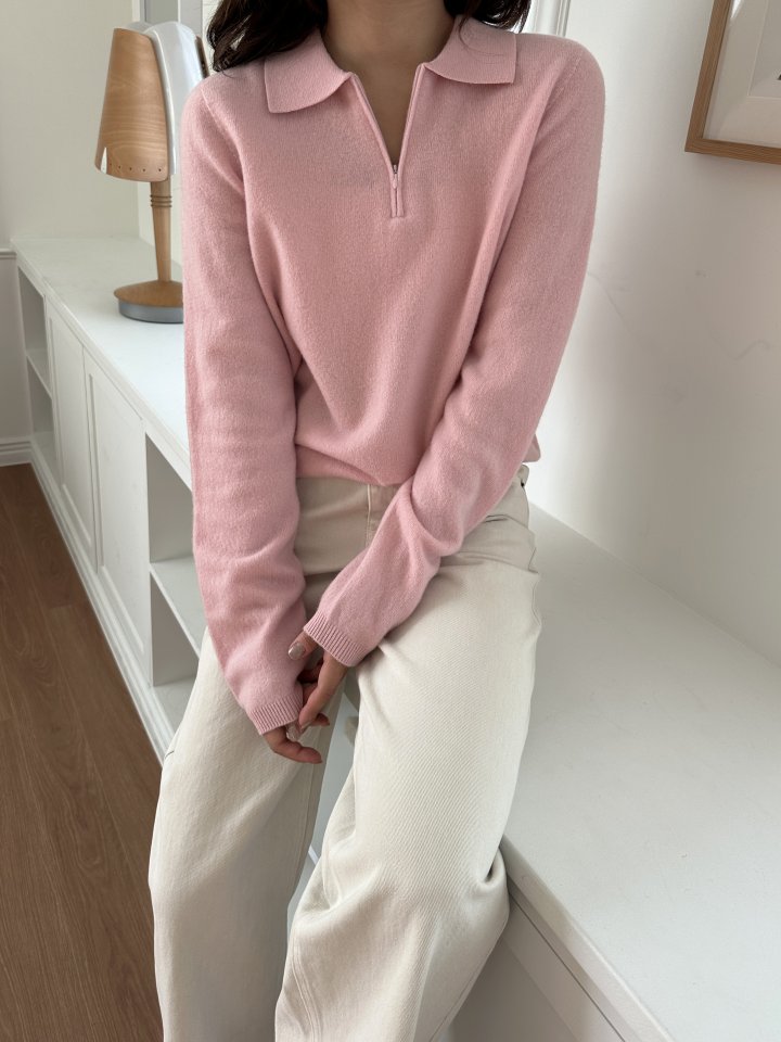 There By - Korean Women Fashion - #womensfashion - Ellie Collar Knit Half Zipper Top - 5