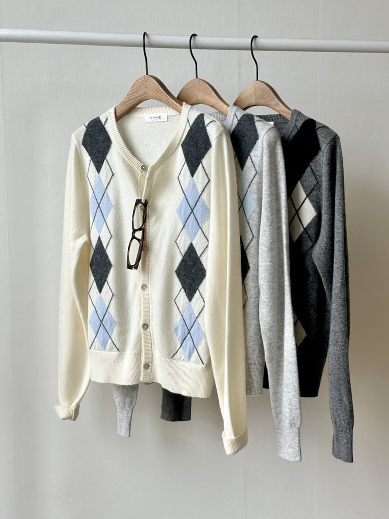 There By - Korean Women Fashion - #womensfashion - Wool Argyle Cardigan - 11