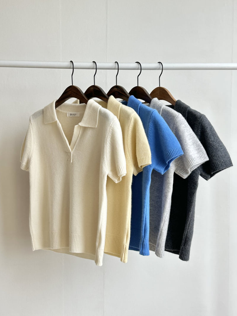 There By - Korean Women Fashion - #womensfashion - Wool Collar Short Sleeved Knit Top - 8
