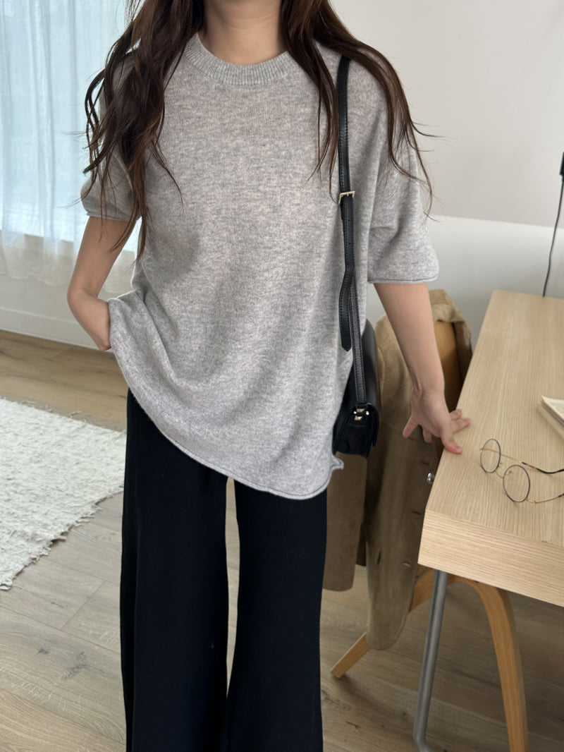 There By - Korean Women Fashion - #womensfashion - Moss Wool Short Sleeve Knit - 10