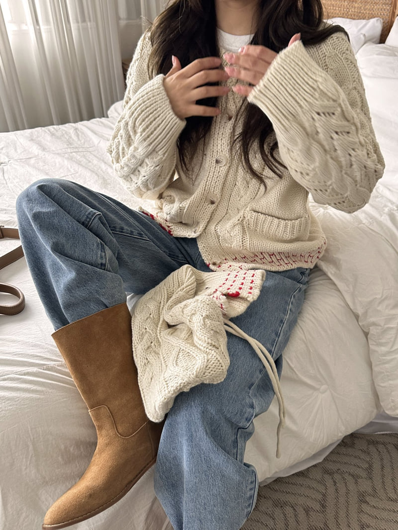There By - Korean Women Fashion - #womensfashion - Knit Balaclava Cardigan Set - 2