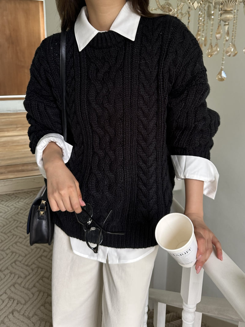 There By - Korean Women Fashion - #womensfashion - Rainy Twisted Knit - 8