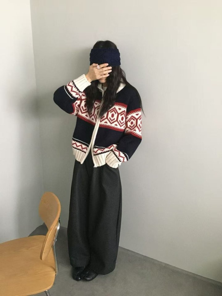 Theres - Korean Women Fashion - #momslook - Knit Zip-Up