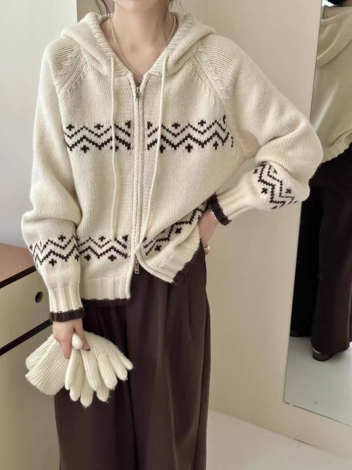 Theres - Korean Women Fashion - #momslook - Hooded Zip-Up