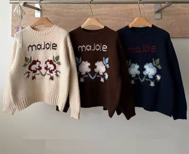 Theres - Korean Women Fashion - #momslook - Floral Knit