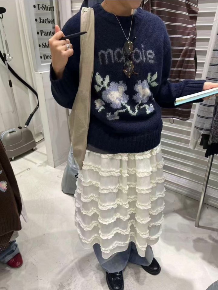 Theres - Korean Women Fashion - #momslook - Floral Knit - 3