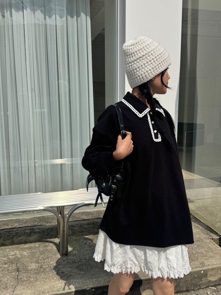 Theres - Korean Women Fashion - #restrostyle - Lace Collar Knit - 3