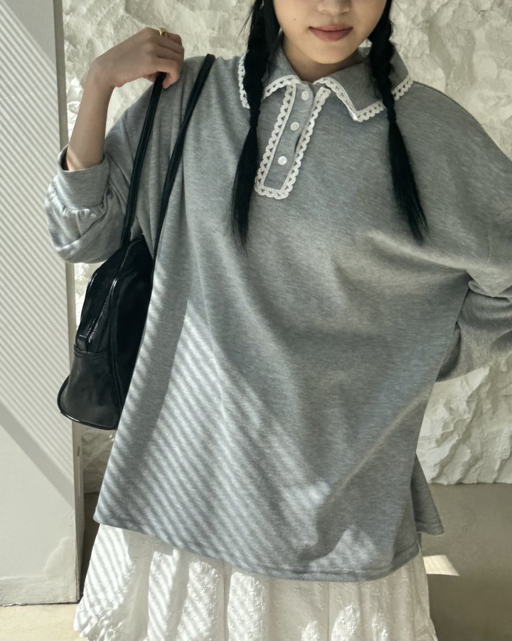 Theres - Korean Women Fashion - #restrostyle - Lace Collar Knit - 4