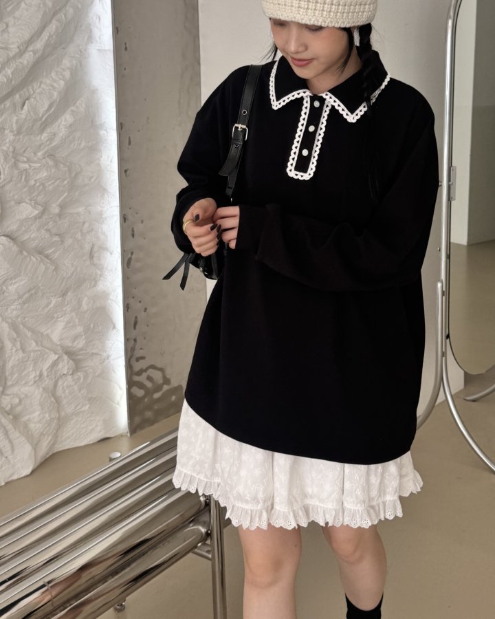 Theres - Korean Women Fashion - #thatsdarling - Lace Collar Knit - 6