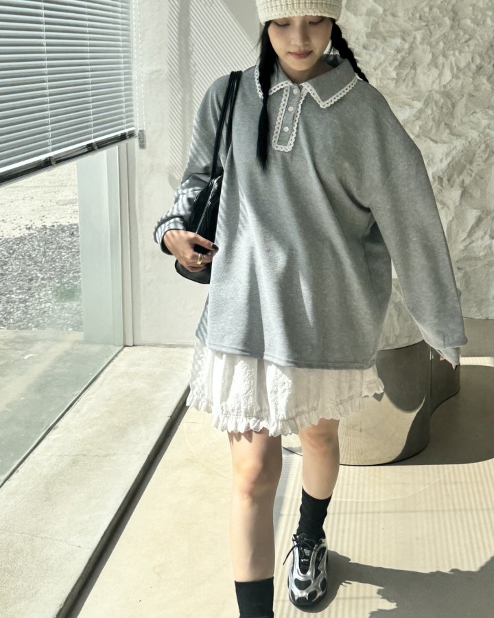 Theres - Korean Women Fashion - #vintagekidsstyle - Lace Collar Knit