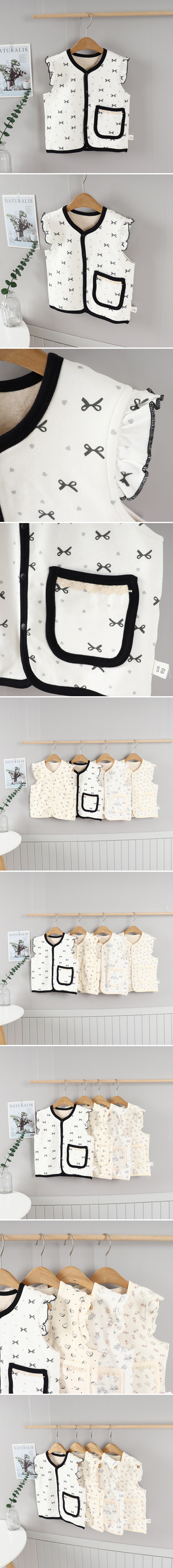 Tony - Korean Children Fashion - #childofig - Ribbon Frill Cotton Vest