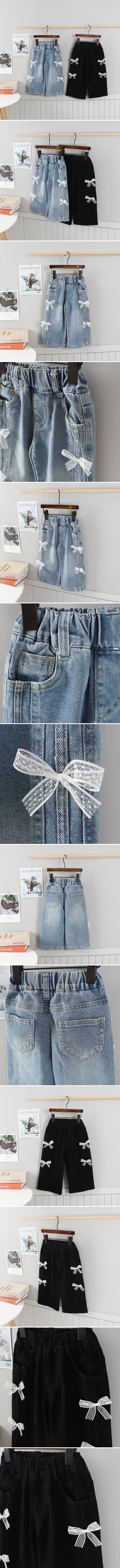 Tony - Korean Children Fashion - #minifashionista - Lace Ribbon Jeans