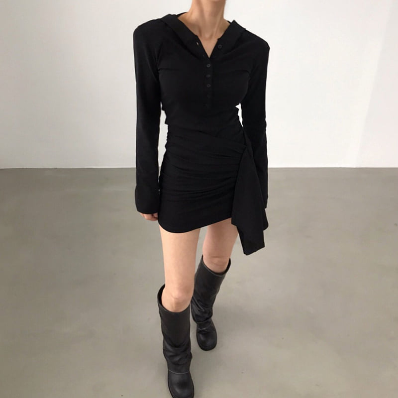 Twomoon - Korean Women Fashion - #momslook - Crow Hood One-piece - 10