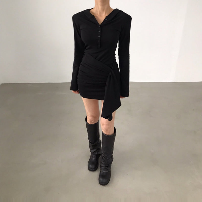 Twomoon - Korean Women Fashion - #momslook - Crow Hood One-piece - 6